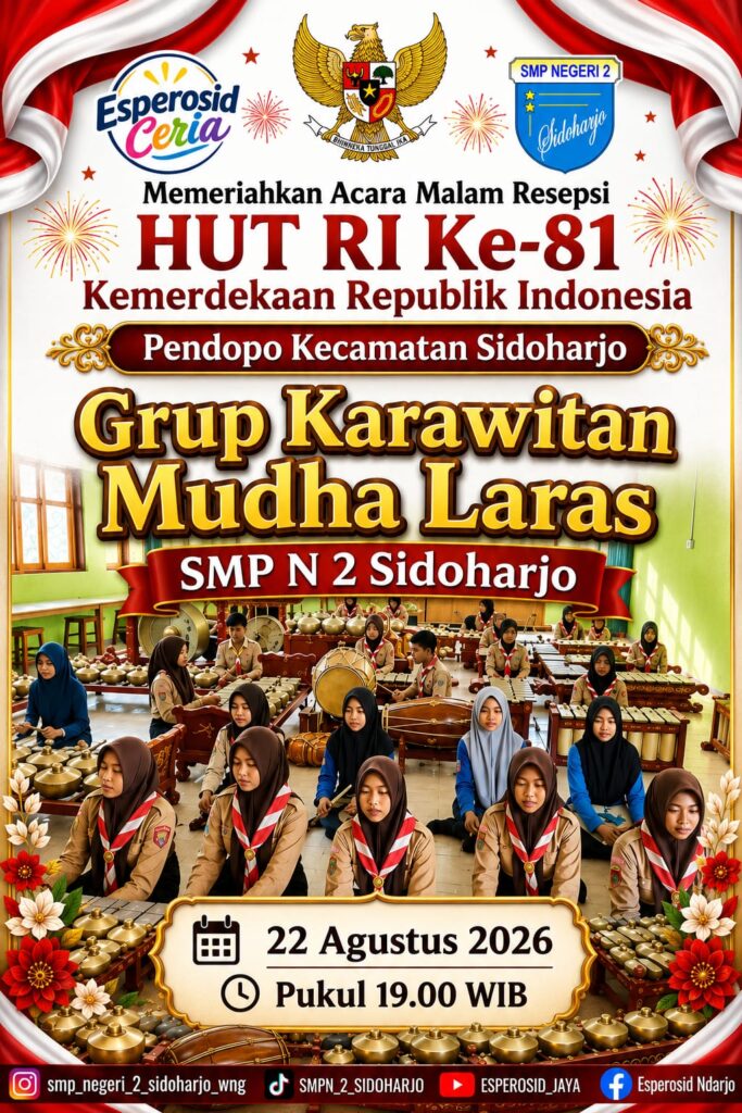 Karawitan “Mudho Laras” SMP Negeri 2 Sidoharjo Tampil Memukau dalam Pembukaan Pagelaran Wayang Kulit